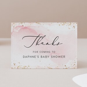 Blush + Tarjeta de agradecimiento dorada DESCARGA INSTANTE Plano Gracias Nota de agradecimiento, Servilleta, Templett, Imprimible, Baby Shower Gracias - 3.5x5" PBS001