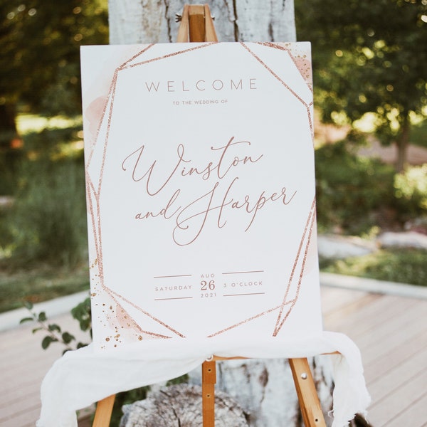 Rose Gold Wedding Poster Etsy