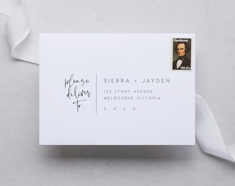 Indirizzamento buste calligrafiche, DOWNLOAD IMMEDIATO nomi buste, Templett, indirizzo di risposta, buste fai da te con indirizzo lettera, A7, A1 risposta PEO051