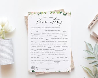 Bridal Shower Mad Libs Game INSTANT DOWNLOAD Wedding Reception Games Funny Bridal Shower Game DIY Wedding Shower Wed Libs Printable - PEO044