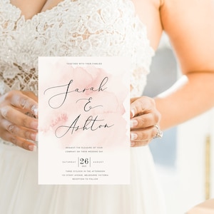 Blush Hochzeitseinladung SOFORTIGER DOWNLOAD Blush Aquarell Invite, Blush Pink, Hochzeitseinladung, bearbeitbare Templett Vorlage PEO015