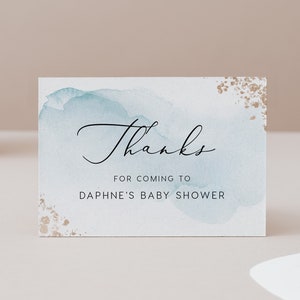 Tarjeta de agradecimiento azul DESCARGA INSTANTE Flat Gracias Nota de agradecimiento, Servilleta, Templett, Imprimible, Baby Shower Gracias - 3.5x5" PBS002