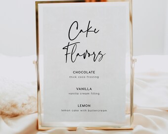 Cake Flavors Sign INSTANT DOWNLOAD, Cake Table Sign, DIY Rustic Wedding Sign, Simple, Reception, Dessert Sign, 8x10, 5x7 - PEO051