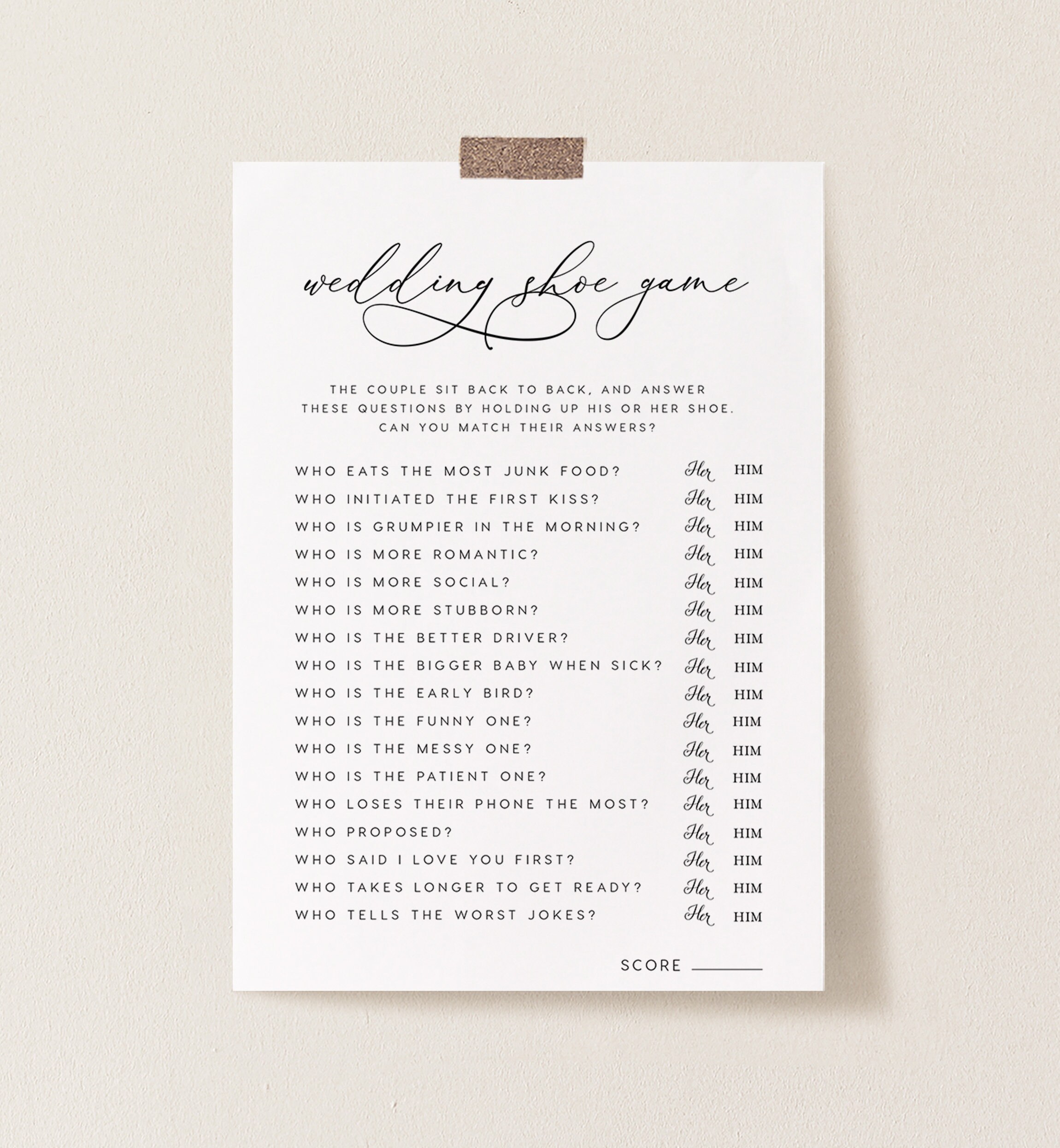 Wedding Shoe Game INSTANT DOWNLOAD Wedding Game He Said She - Etsy Wedding Shoe Game INSTANT DOWNLOAD Wedding Game He Said She - Etsy
