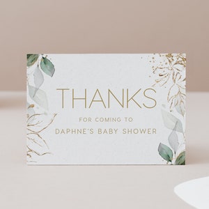 Tarjeta de agradecimiento verde + oro DESCARGA INSTANTE Flat Gracias Nota de agradecimiento, Servilleta, Templett, Imprimible, Baby Shower Gracias - 3.5x5" PBS017