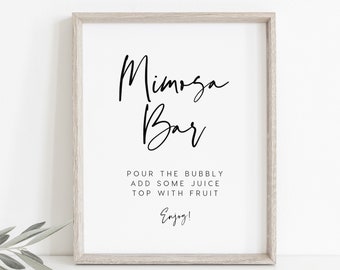 Mimosa Bar Sign INSTANT DOWNLOAD poster, Templett, Printable, Bridal Shower, Hens, Bachelorette Signs, Drinks Sign, Bar Signage, 8x10 PEO051