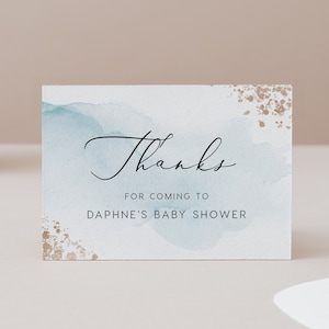 Tarjeta de agradecimiento azul + oro DESCARGA INSTANTE Flat Gracias Nota de agradecimiento, Servilleta, Templett, Imprimible, Baby Shower Gracias - 3.5x5" PBS002