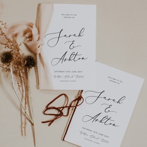 Minimales Hochzeit Programmheft SOFORTIGER DOWNLOAD, druckbares gefaltetes Programm, Programme, DIY Ceremony Templett Editable Order of Events, PEO004
