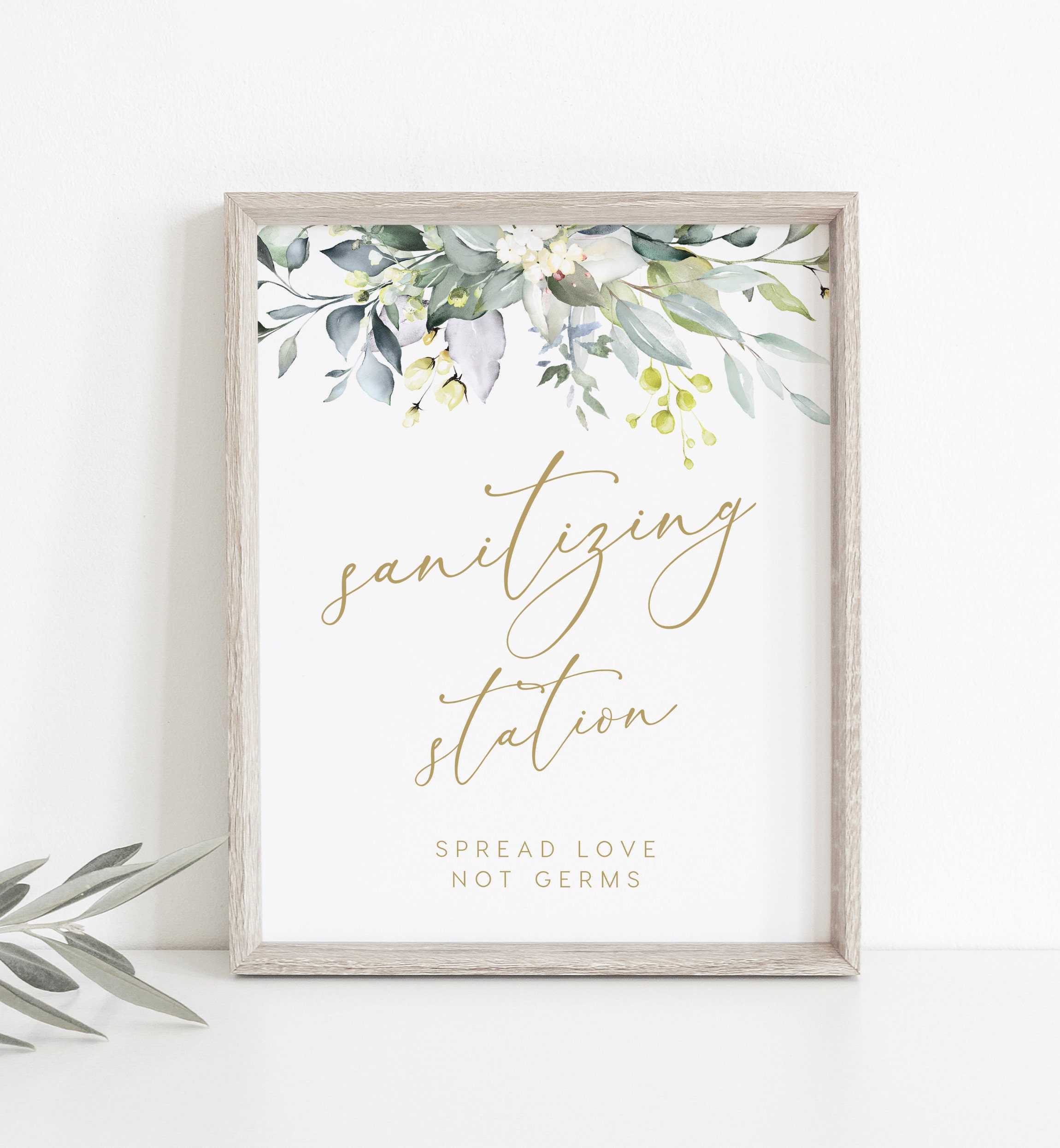 2 Sizes Sanitizing Station Sign INSTANT DOWNLOAD Spread Love Not Germs Sign Navy /& Blush Pink Floral Shower Sign