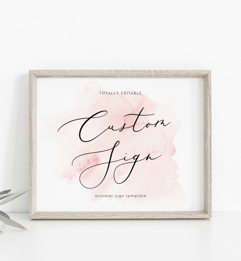 Pink Simple Sign Blush Pink Editable Custom Sign INSTANT DOWNLOAD 8x10 & 5x7, Make Any ...