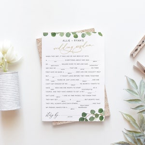 Wedding Games for Tables, Words of Wisdom Mad Libs, INSTANT DOWNLOAD, Wedding Games, Bridal Shower Game, Wedding Reception Games - PEO008
