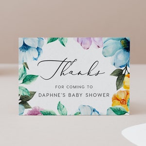 Tarjeta de agradecimiento floral DESCARGA INSTANTE Plano Gracias Nota de agradecimiento, Servilleta, Templett, Imprimible, Baby Shower Gracias - 3.5x5" PBS008