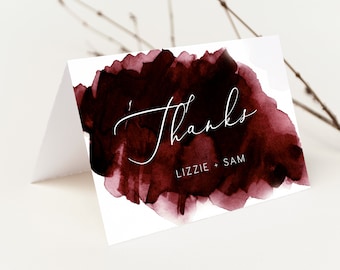 Burgundy Dankeskarte SOFORTIGER DOWNLOAD Flache Dankeschön, Dankeschön, Serviette, Templett, Printable, Minimal, Einfach - 12x18" PEO018