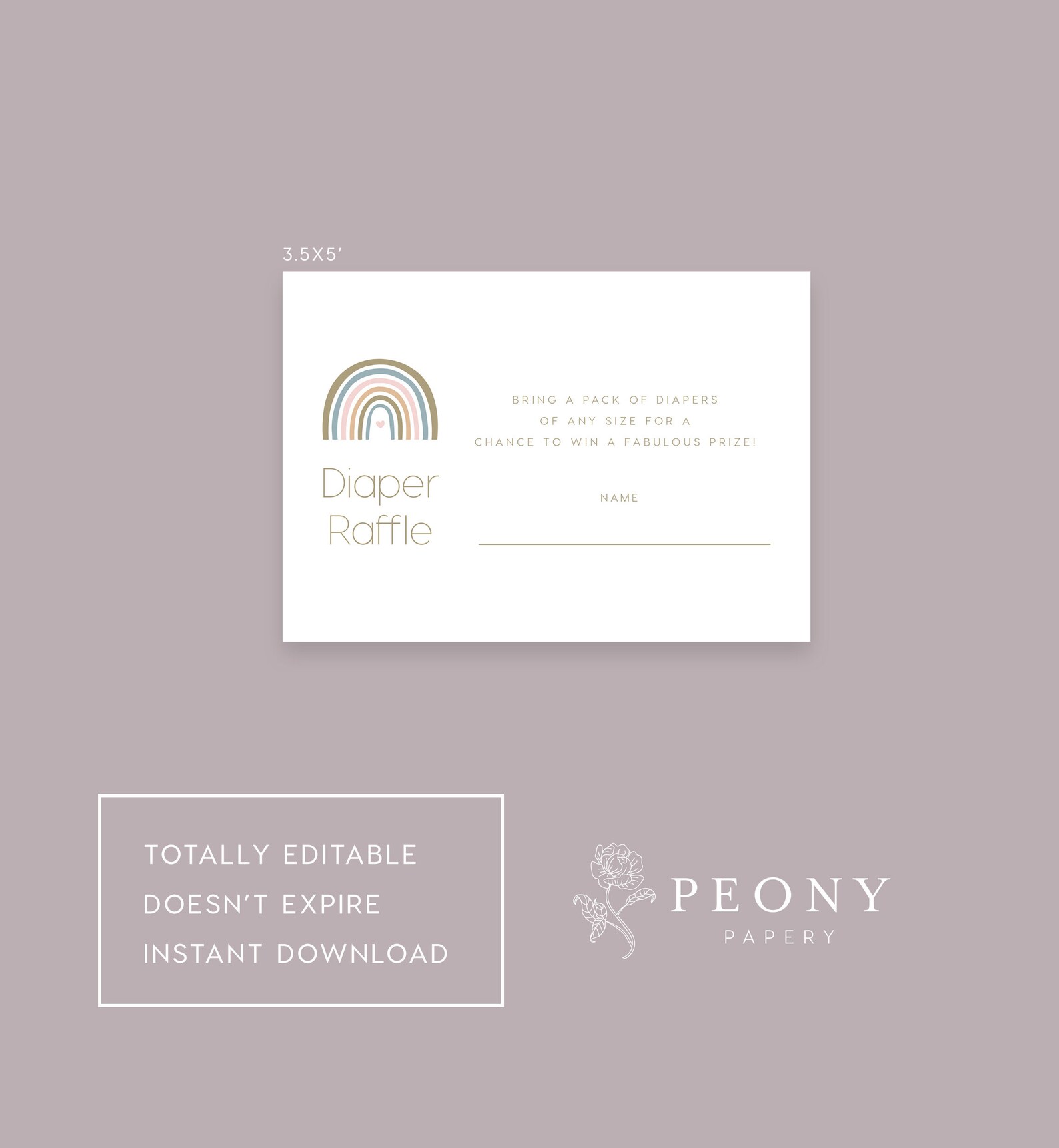 Diaper Raffle Card Example Diaper Raffle Card Editable Pdf Template, INSTANT DOWNLOAD, Gender ...