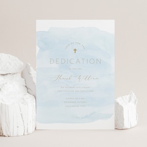 Dedication Invitation INSTANT DOWNLOAD Editable, Printable, 5x7, Australia, First Holy Communion, Baptism, Christening, Blue - PR008