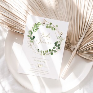 Greenery Baby Shower Invitation INSTANT DOWNLOAD Editable, PDF Printable, Sprinkle, Brunch, Baby Shower Invite, 5x7, Australia - PBS020