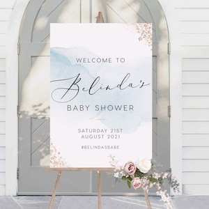 Baby shower welcome sign INSTANT DOWNLOAD Baby Shower Poster, Templett, Totally Editable Sign - 24x36, 18x24, A1, A2 - Blue - PBS002