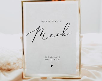 Masks Available Sign INSTANT DOWNLOAD Mask Wedding Sign, Social Distancing Sign for Wedding, Sanitizing Station - 5x7, 8x10