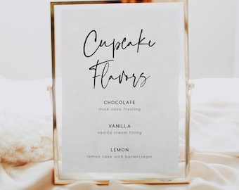 Cupcakes Flavors Sign INSTANT DOWNLOAD, Cake Table Sign, DIY Rustic Wedding Sign, Simple, Reception, Dessert Sign, 8x10, 5x7 - PEO051