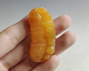 Chinese hand-carved pure natural agate bamboo pendant—003