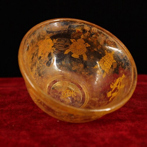 Water retailer purification bowl/Collection Crystal sculpture of Tibet Temple Underground Palace Eight Gilding altar water purification bowl