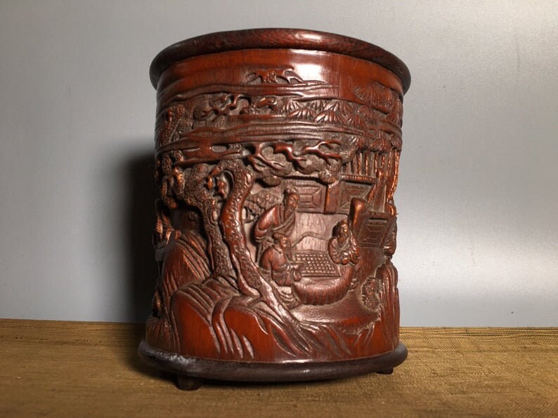 Ancient Chinese antique natural bamboo carving pen barrel Etsy