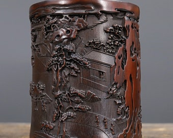 Chinese antique bamboo carving pen holder