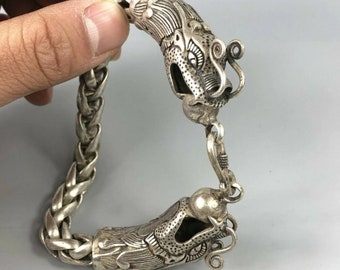 Chinese antique dragon head bracelet