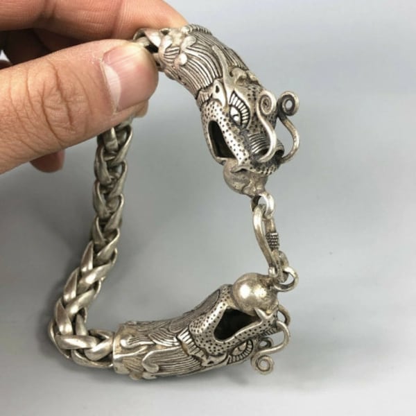 Chinese antique dragon head bracelet