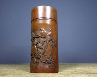 Chinese antique bamboo carving tea tube