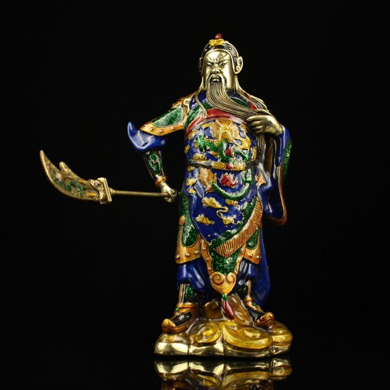 Guan Gong Statue Hand-carved Pure Copper Cloisonne Enamel Station Guan Gong.wn  - Etsy