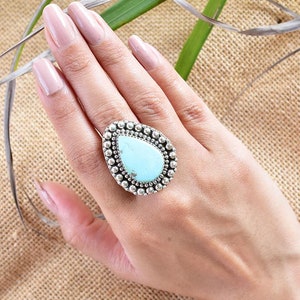 Handmade Turquoise & 925 Sterling Silver Adjustable Ring