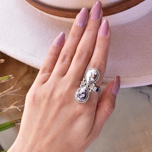 Handmade Wild Horse & Sterling Silver Adjustable Crawler Ring, Statement Ring for Women