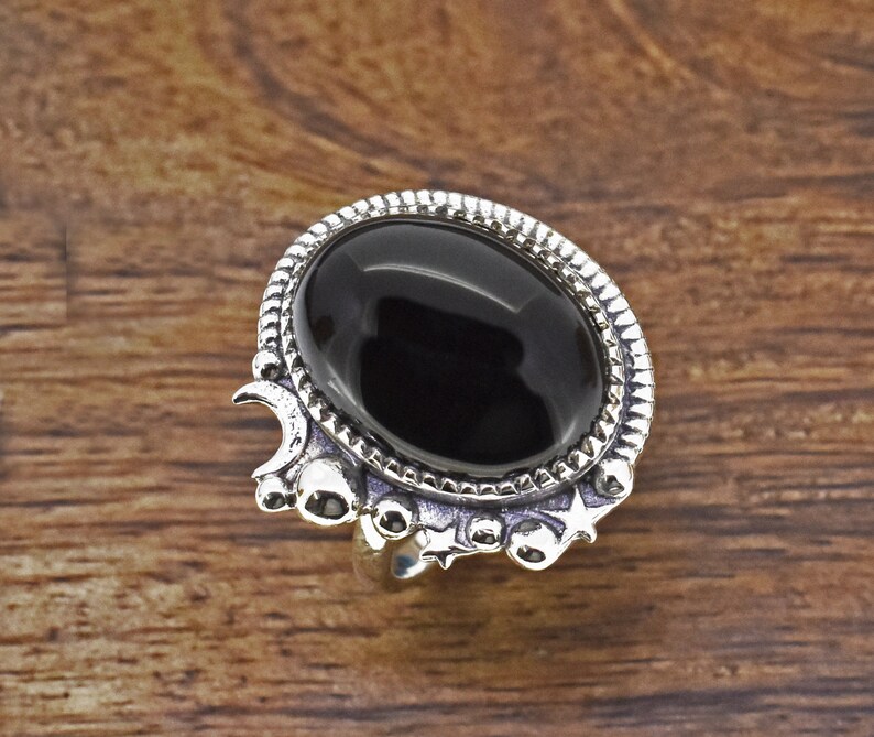 Natural black onyx ring gorgeous ring. december birthstone ring handmade 925 sterling silver ring gift for her anniversary ring