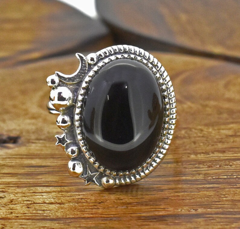 Natural black onyx ring gorgeous ring. december birthstone ring handmade 925 sterling silver ring gift for her anniversary ring