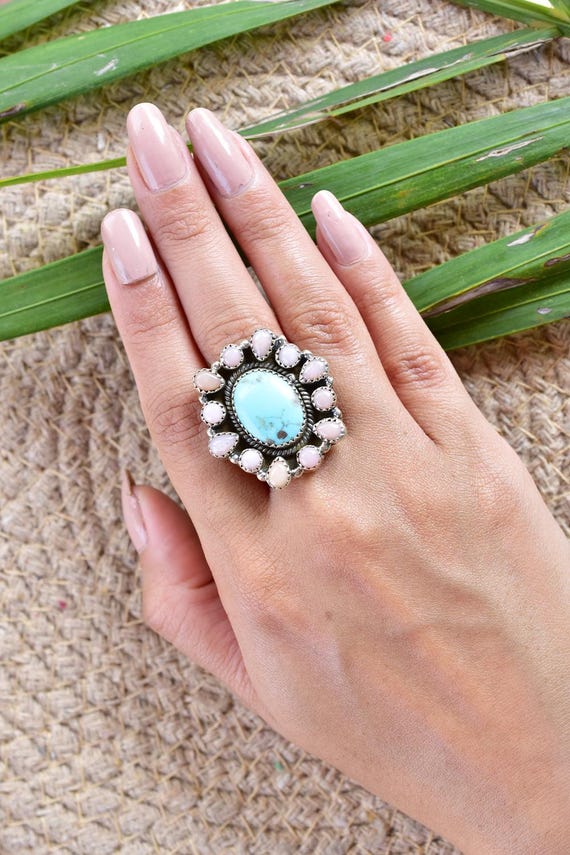 Anello in agata blu, anello in argento sterling 925, anello fatto a mano, anello grande, anello boho, anello con cristallo curativo, anello con promessa, regalo per lei - Italia