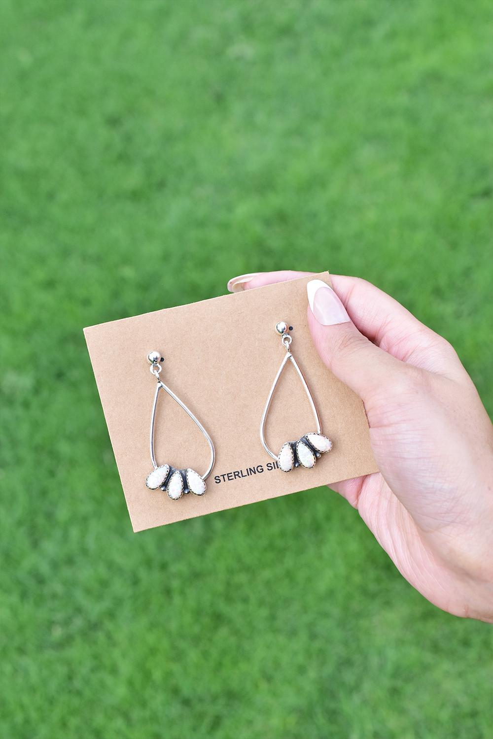 Handmade Balloon Opal & Sterling Silver Post Stud Earrings for Women