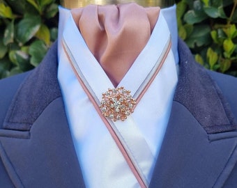 ERA Rachael Pre-tied Stock Tie Plastron- White with Rose Gold, Navy or Purple
