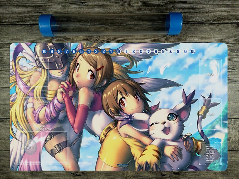 Digimon Angewomon & Dawn Game Playmat With Card Zones DTCG Mat Etsy