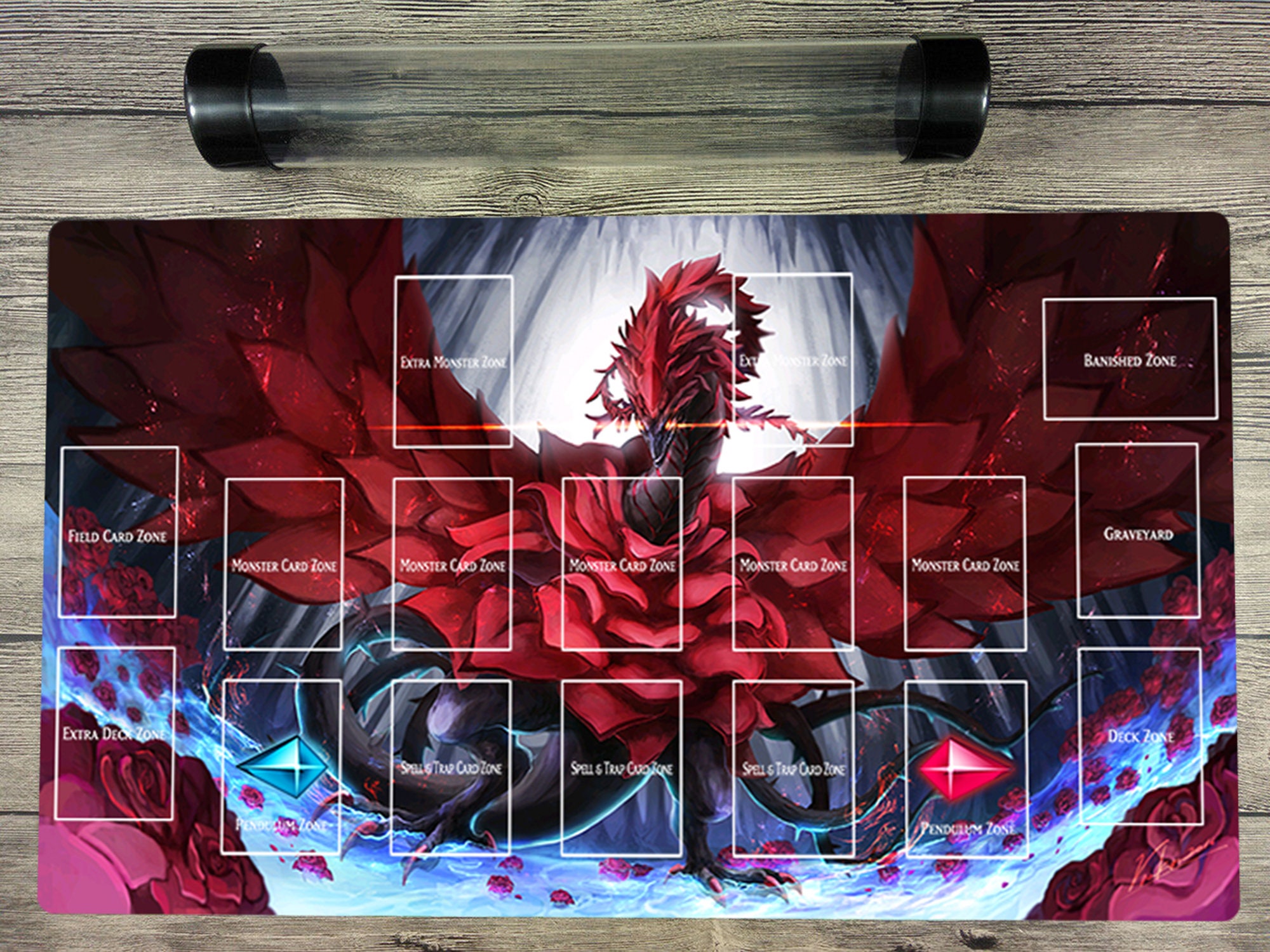 Black Rose Dragon playmat TCG YCS Master Rule 4 Zones Custom Etsy