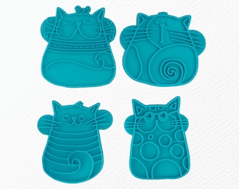 Totally crazy cat quartet - ceramic stamp stamp set