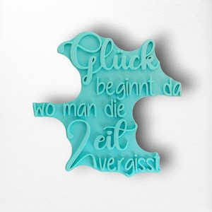 Happiness begins where you forget time - saying ceramic stamp