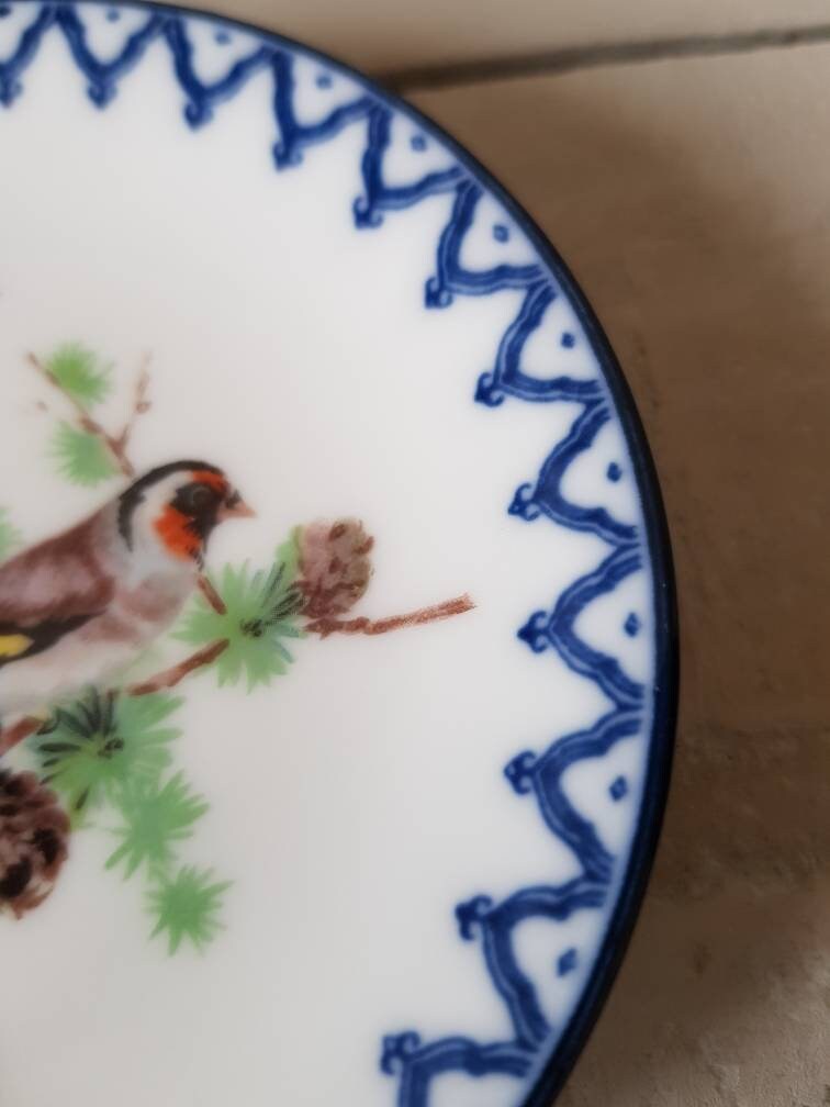 Small 9.5cm decorative bird plate made in Japan. Etsy