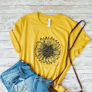 Sunflower Shirt, Sunflower T-Shirt, Spring Shirt, Summer Shirt, bohemian clothing, Women’s Shirt, Boho Shirt,  Unisex Bella+Canvas tshirt