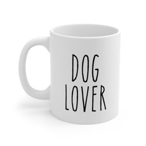DOG LOVER Becher, minimalistischer Becher, Haustier-Liebhaber-Becher, Haustiergeschenk, Valentinstagsgeschenk, Hundebecher, Rae Dunn inspirierte Schrift, Keramikbecher 11 Unzen