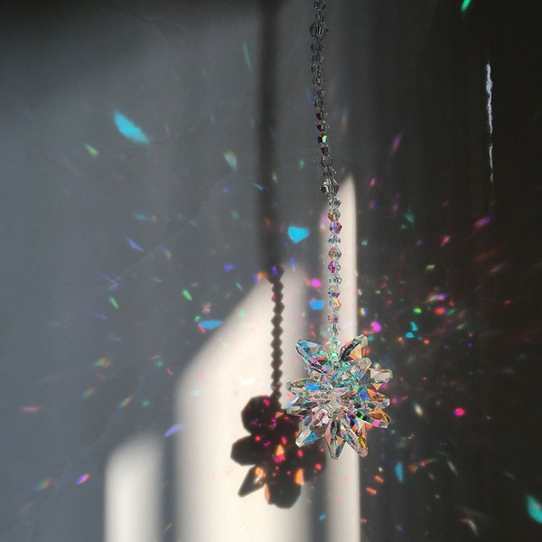 Hanging Suncatcher Starbright Crystal Sun Catcher for Windows/Car,Crystal Prism Gifts,Rainbow Prism Gifts for her/she Anniversary Gifts