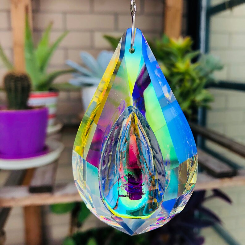 Rose Quartz Crystal Suncatcher Hanging Window, Healing Rose Quartz Crystal Decor For Home Garden, Gift For Christmas Birthday Valentine Mothers Day