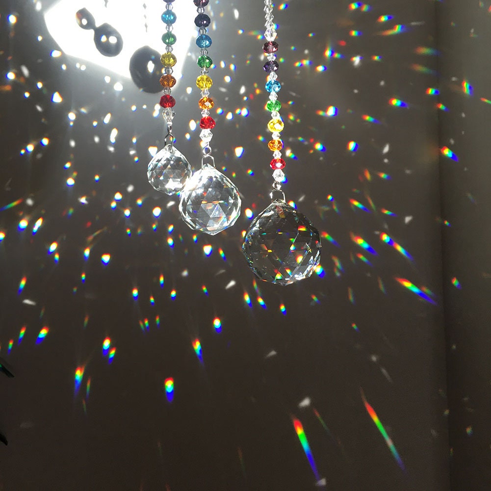 1PCS Chakra Crystal Prisms Pendant Window Suncatcher Rainbow Maker Hanging  Ornament Home Wedding Decor