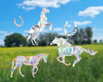 Set of 5 Rainbow Suncatcher Window Stickers | Horse Stickers | Rainbow Maker