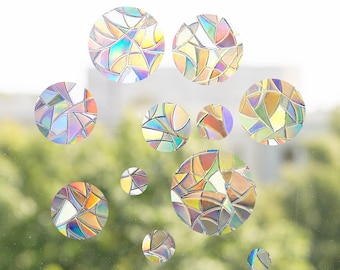 11er Set XL Regenbogen Sonnenfänger Fenster Sticker 2-10cm | Aufkleber Kreise Kugeln | Rainbow Maker Geometrie